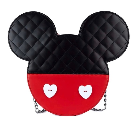Micky And Minnie Mouse Disney Loungfly Reversible Love Crossbody Bow Bag New - Picture 1 of 4